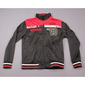 Coogi Australia Full Zip Track Jacket Mens Striped Embroidered Red Black Sz L